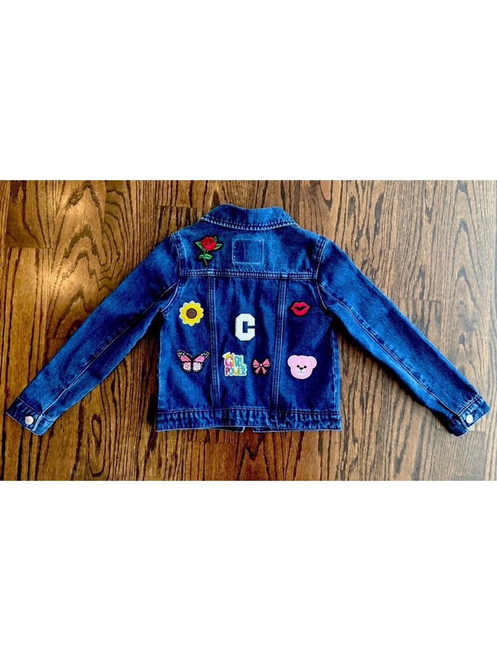 Levi’s Girls Denim Trucker Jacket Girl Power Patch Blue Youth Size 6/7